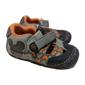Stride Rite Disney Boys SRT Sm Mickey Mouse Ears Shoes Gray Orange Blue Size 3.5